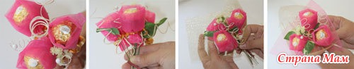 Как сделать цветок их одних конфет Как сделать цветок их одних конфет