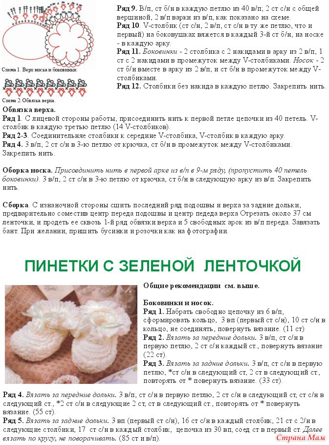 Пинетка вязание спицами или крючком схема Пинетка вязание спицами или крючком схема