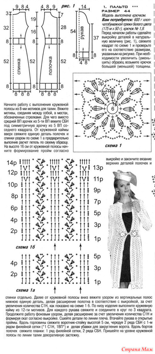 Схема как связать пальто крючком