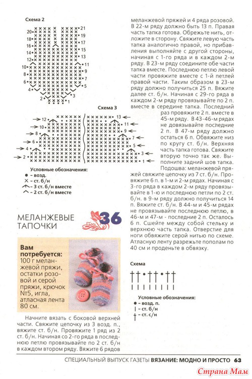 Носочки для новорожденных крючком схемы
