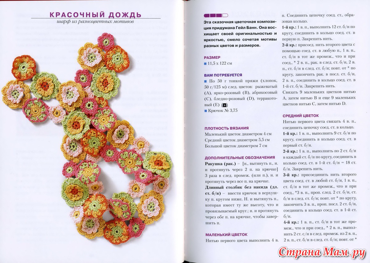 Цветы крючком схемы шарфов Цветы крючком схемы шарфов