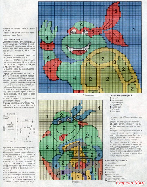 Вышивка ниндзя черепашки Вышивка ниндзя черепашки