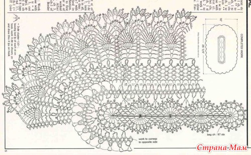 схема крючком овальная салфетка