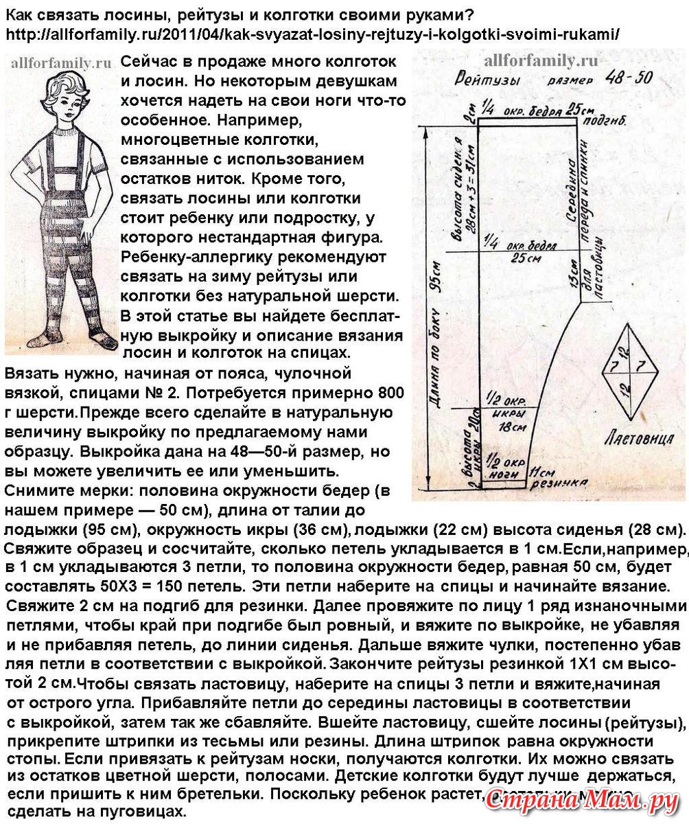 Вязаные рейтузы женские спицами с описанием и схемами