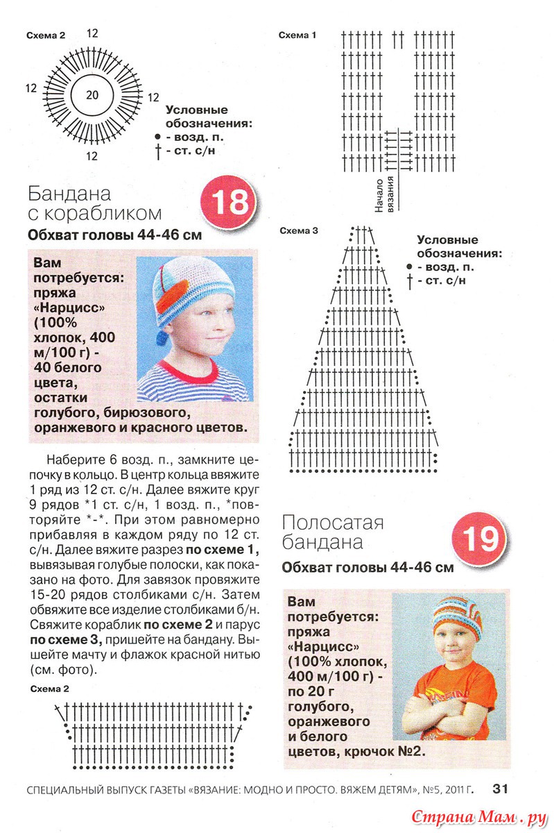 Схемы вязания крючком головных уборов Схемы вязания крючком головных уборов