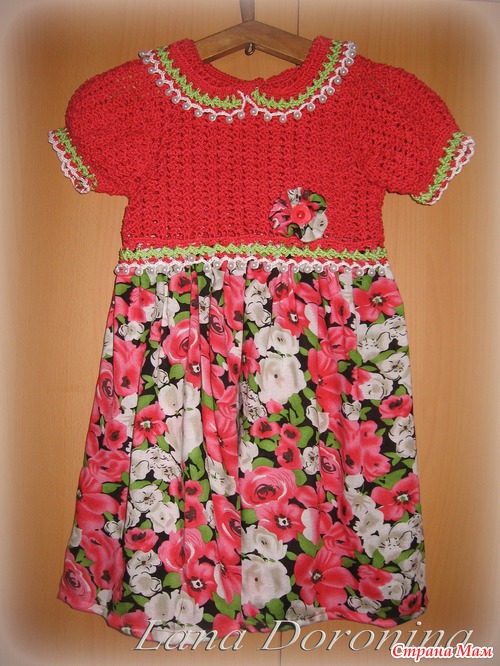Платье Летние маки (ткань+вязание)