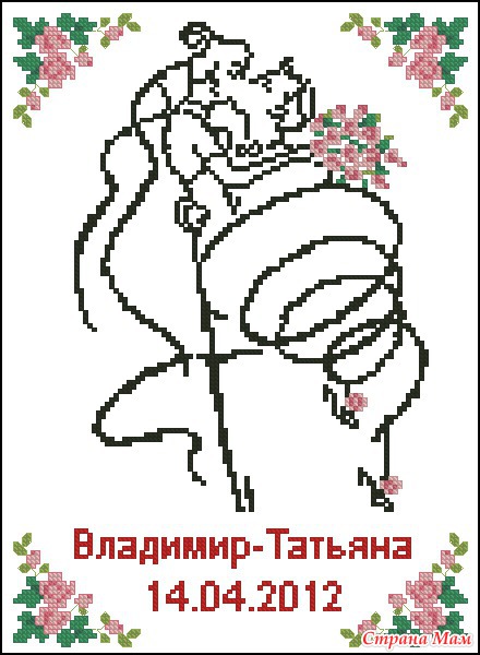 Схема для вышивки крестом молодожёны Схема для вышивки крестом молодожёны