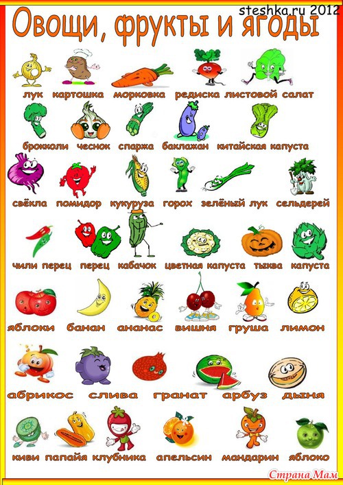 Овощи, фрукты, ягоды - плакатик - Игры для самых маленьких - Страна Мам