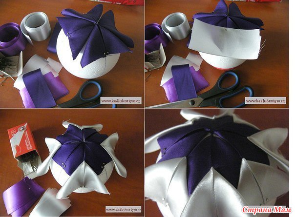 Новогодние игрушки из ленточек фото Новогодние игрушки из ленточек фото
