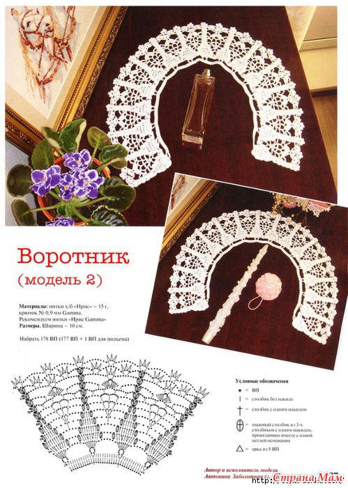 Красивый ажурный воротничок крючком Красивый ажурный воротничок крючком