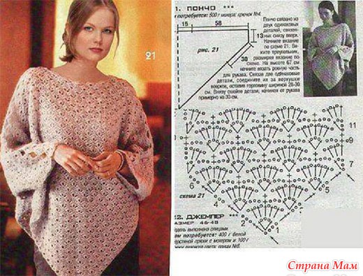 Вязанное пончо крючком Вязанное пончо крючком