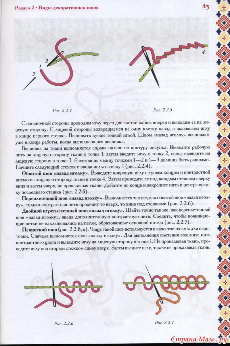 Шов назад иголку в вышивке