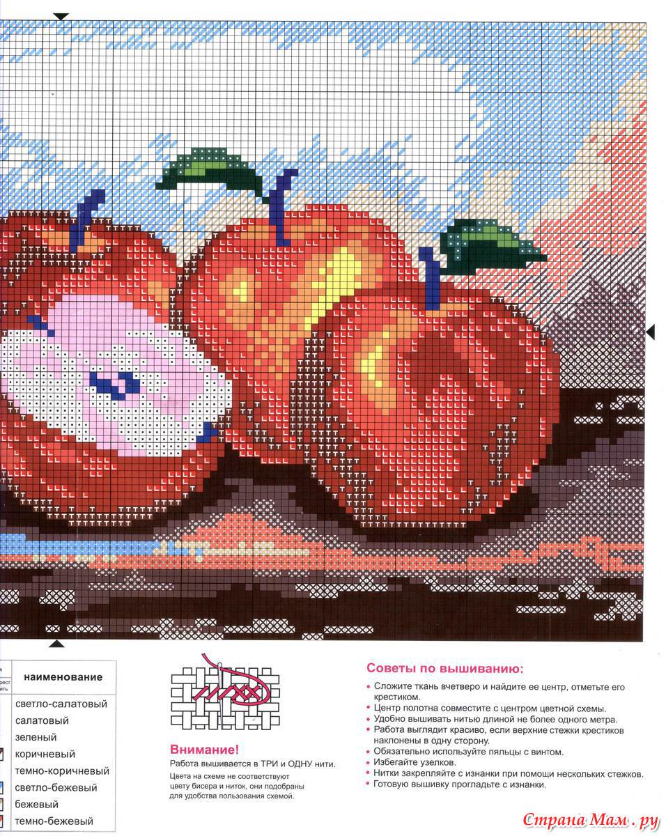 Схемы вышивки бисером яблок Схемы вышивки бисером яблок