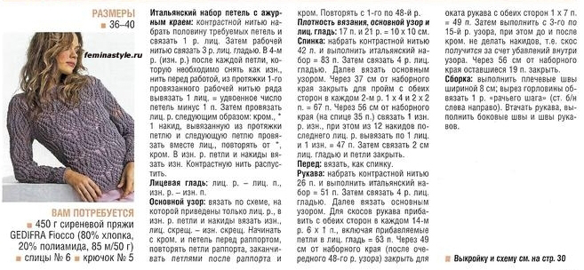 Вязание спицами хлопок узор Вязание спицами хлопок узор