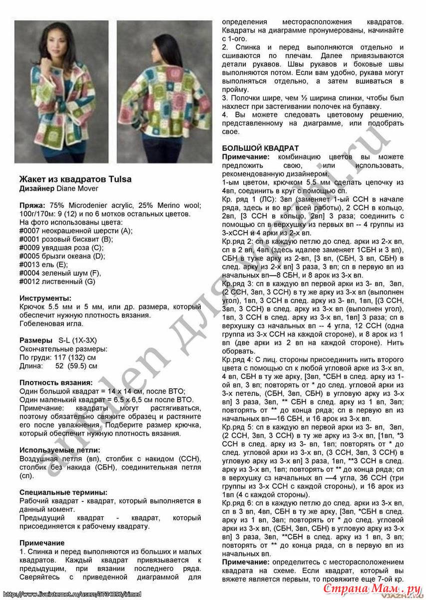 Вязание жакетов крючком из квадратов Вязание жакетов крючком из квадратов