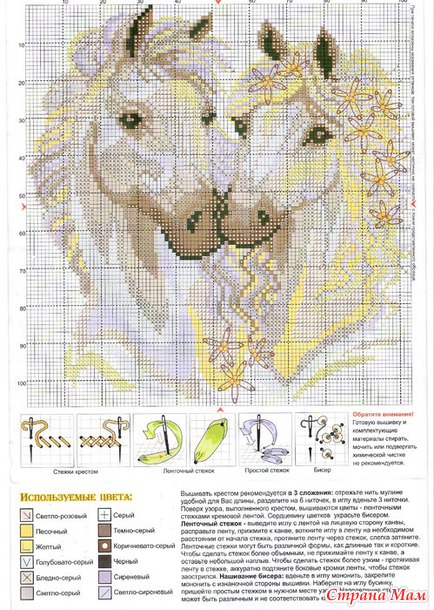 Схема вышивок крестом пары лошадей