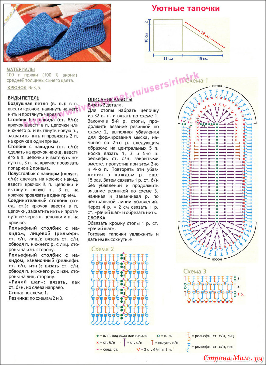 Вязание спицами тапочки описание Вязание спицами тапочки описание