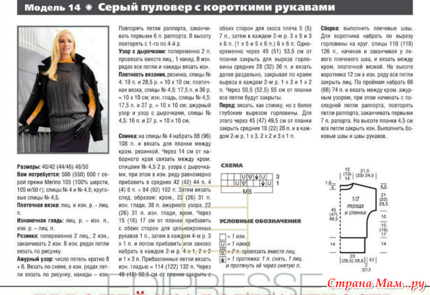 Мужской свитер спицами с красивыми аранами Мужской свитер спицами с красивыми аранами
