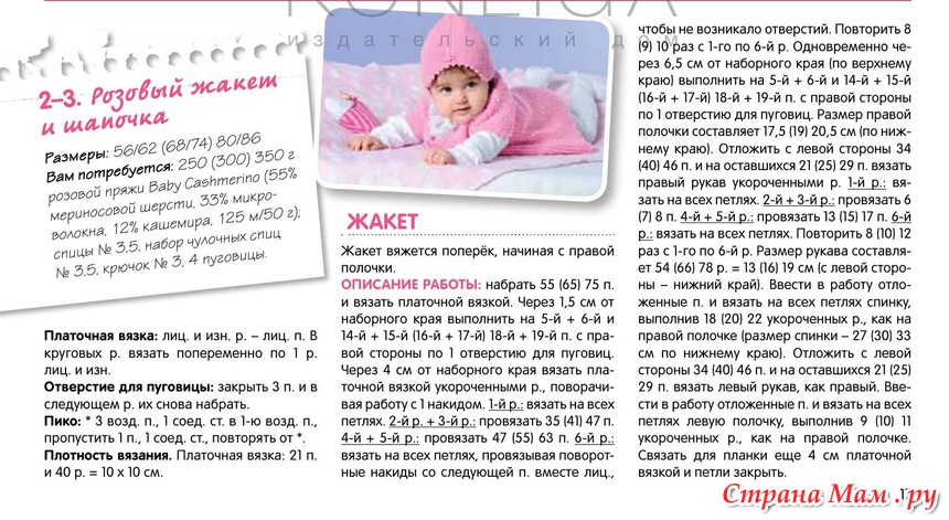 Вязание для новорождённых девочек спицами 706 Вязание для новорождённых девочек спицами 783