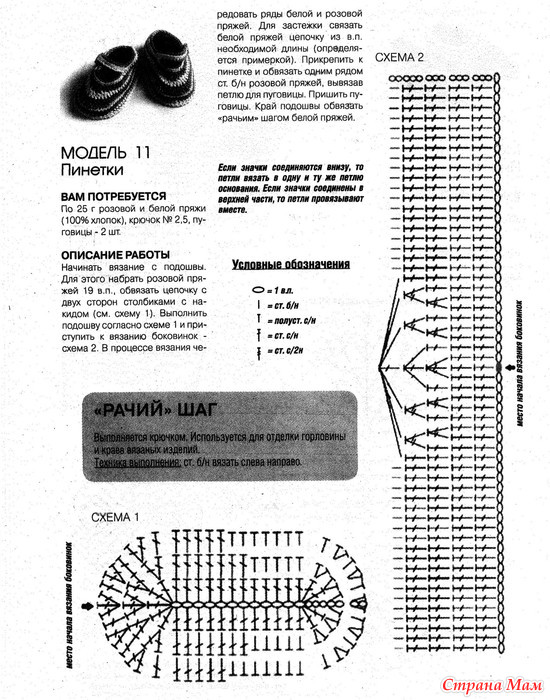 Как связать пинетки крючком схемы для мальчика Как связать пинетки крючком схемы для мальчика