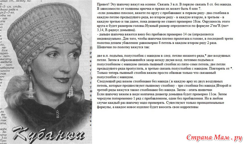 Схемы вязания шапки кубанки спицами Схемы вязания шапки кубанки спицами