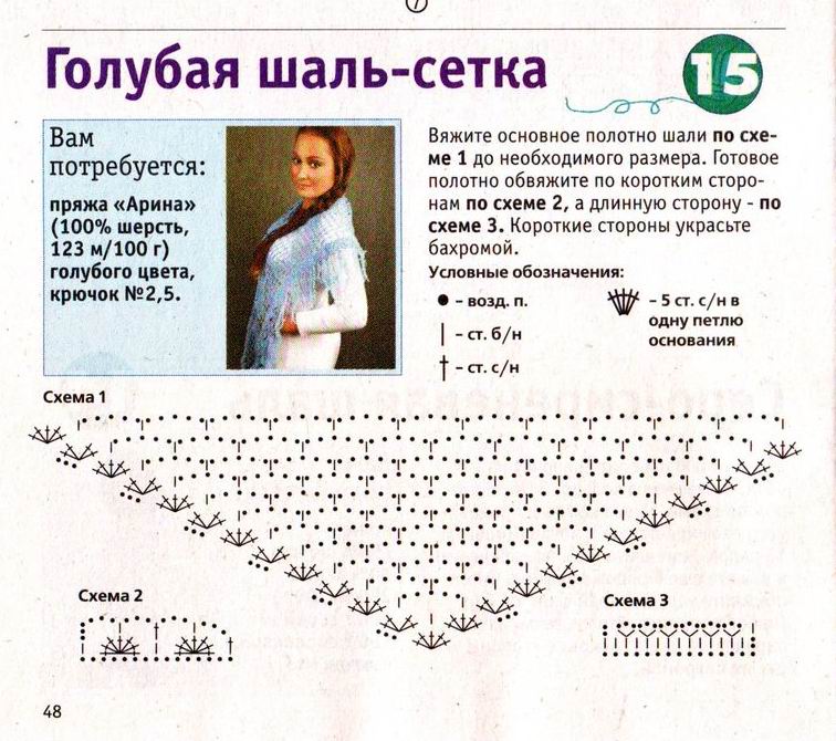 Подробная схема вязания платка крючком Подробная схема вязания платка крючком