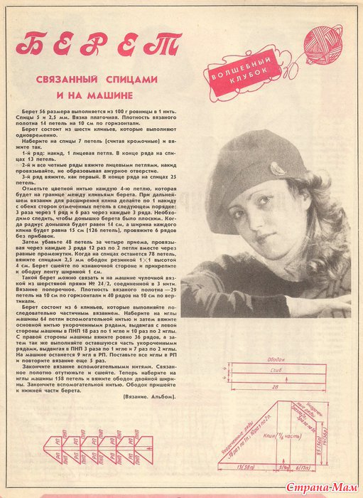 Вязание на вязальной машине берет Вязание на вязальной машине берет