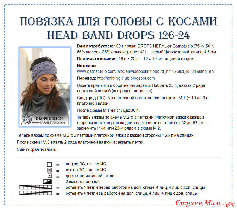 Как вяжут головную повязку Как вяжут головную повязку