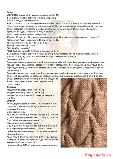 Кардиган косами для вязания спицами схемы и описание