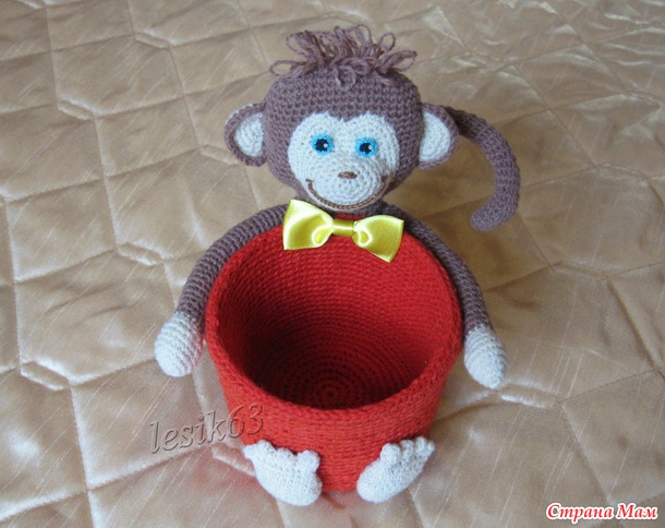 МК корзиночки с обезьянкой в подарок «Странамамочкам» к Новому 2016 году.