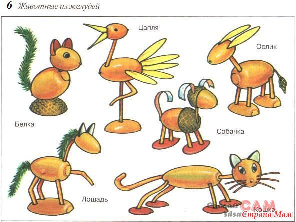 Аппликации из желудей