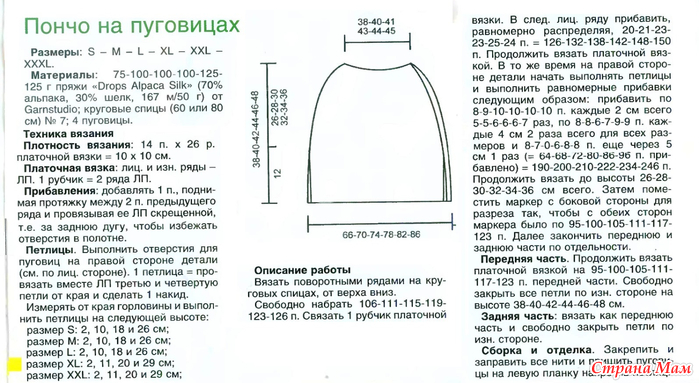Вязание пончо на одной пуговице 40