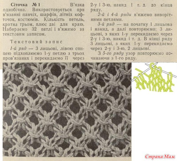 Вязка узора в дырочку Вязка узора в дырочку