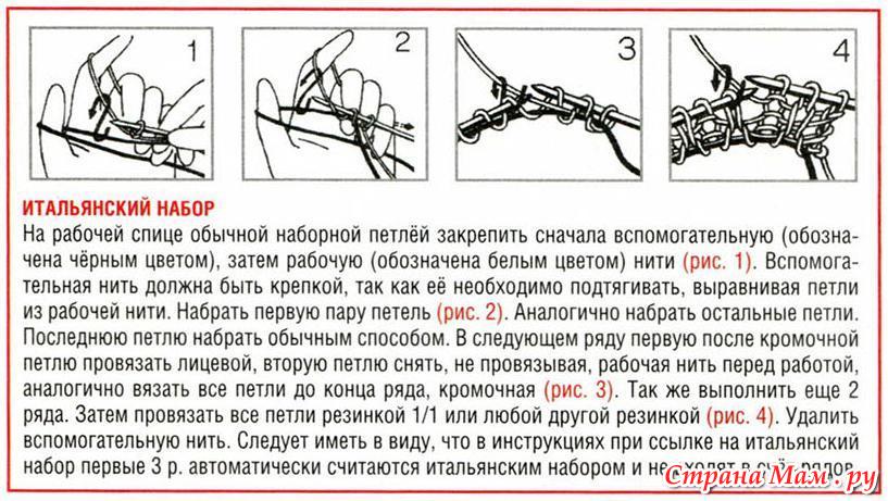 Набор петель для вязания спицами по кругу