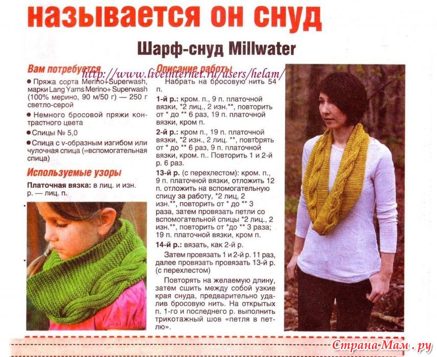 Вязание на спицах-снуд Вязание на спицах-снуд