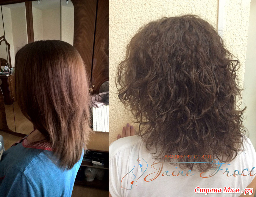 Биозавивка на средние волосы фото до и после на большие