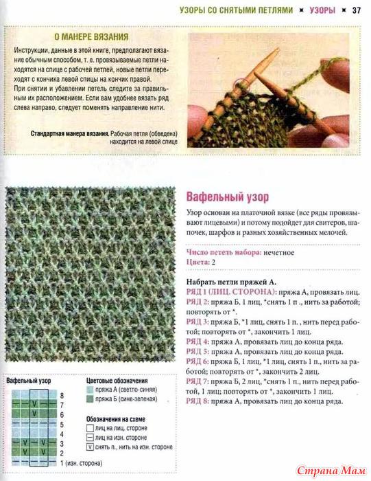 Описание вязания узора со снятыми петлями 4