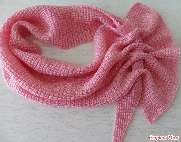 Шарф - платок тунисским вязанием