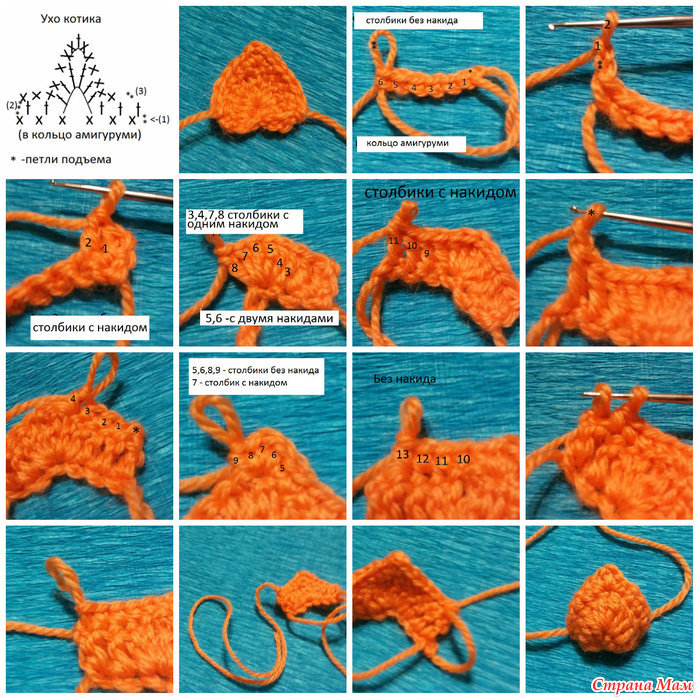 Как связать ушки кошки крючком Как связать ушки кошки крючком