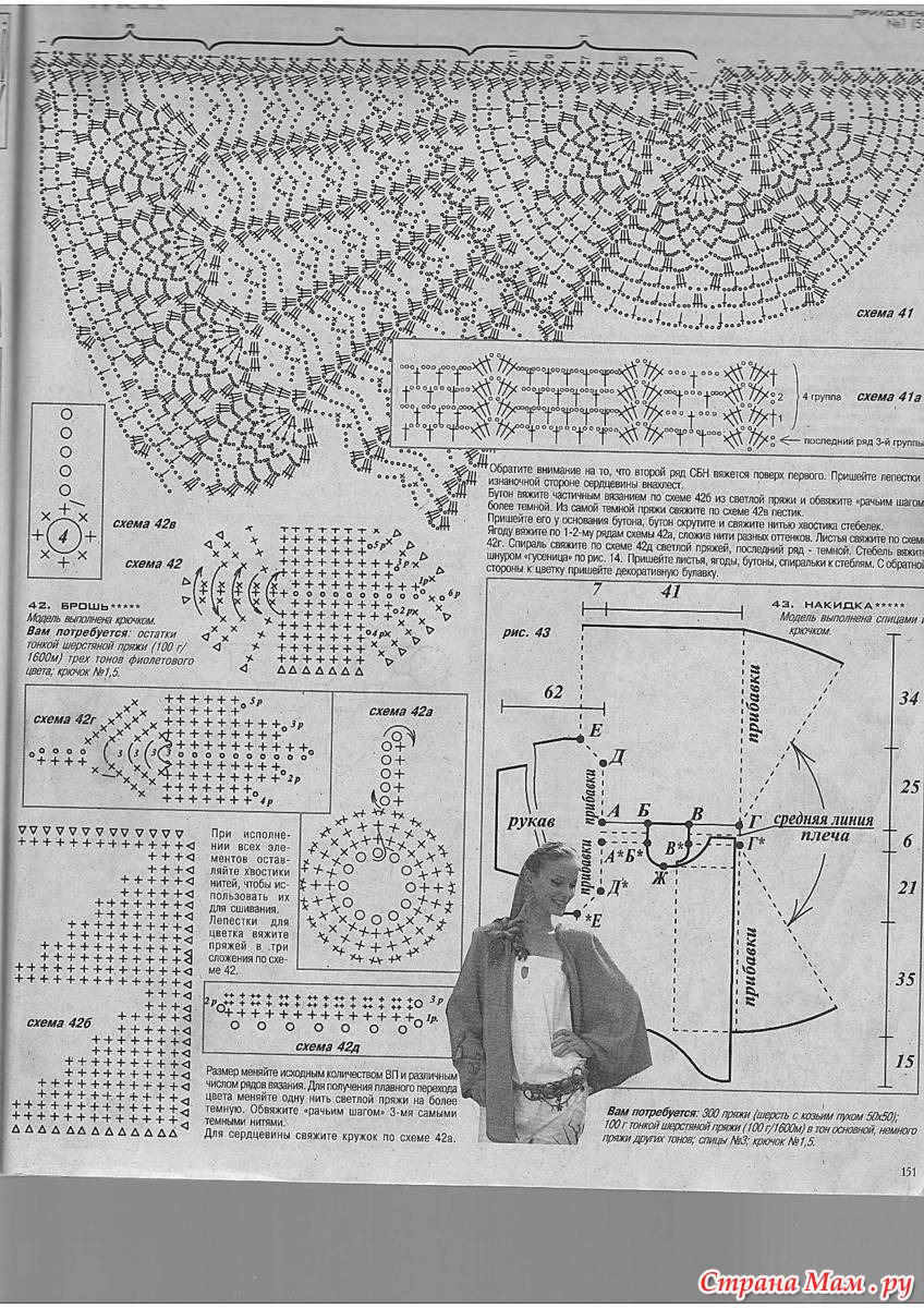Ажурные накидки крючком со схемами и описанием
