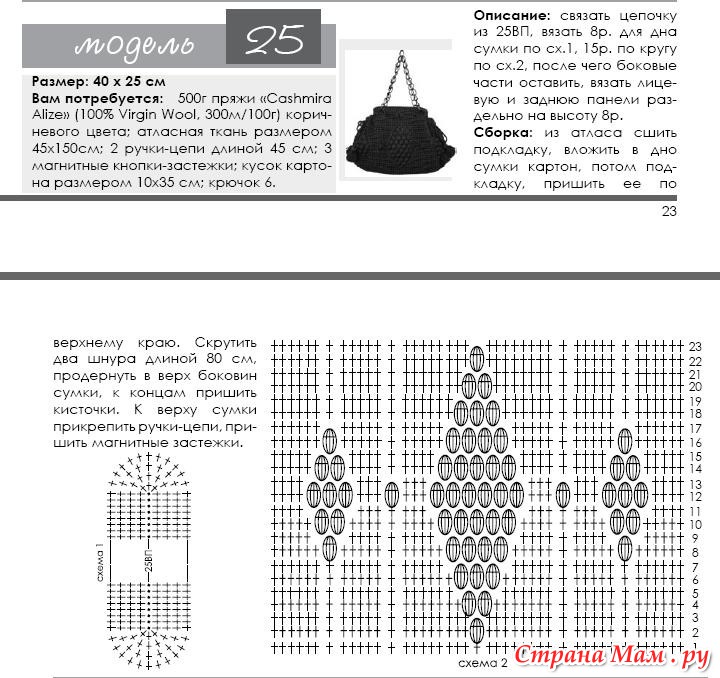 Дно сумки крючком схемы и описание