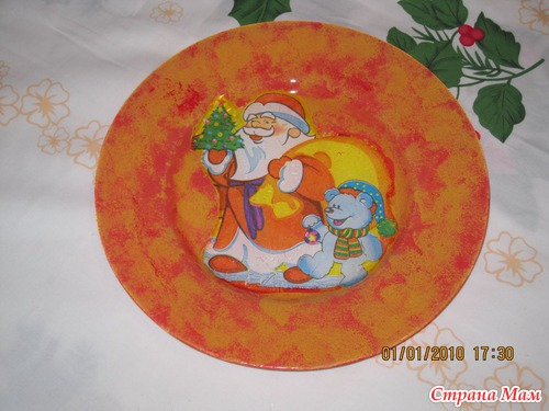 Мои тарелочки (обратный декупаж)