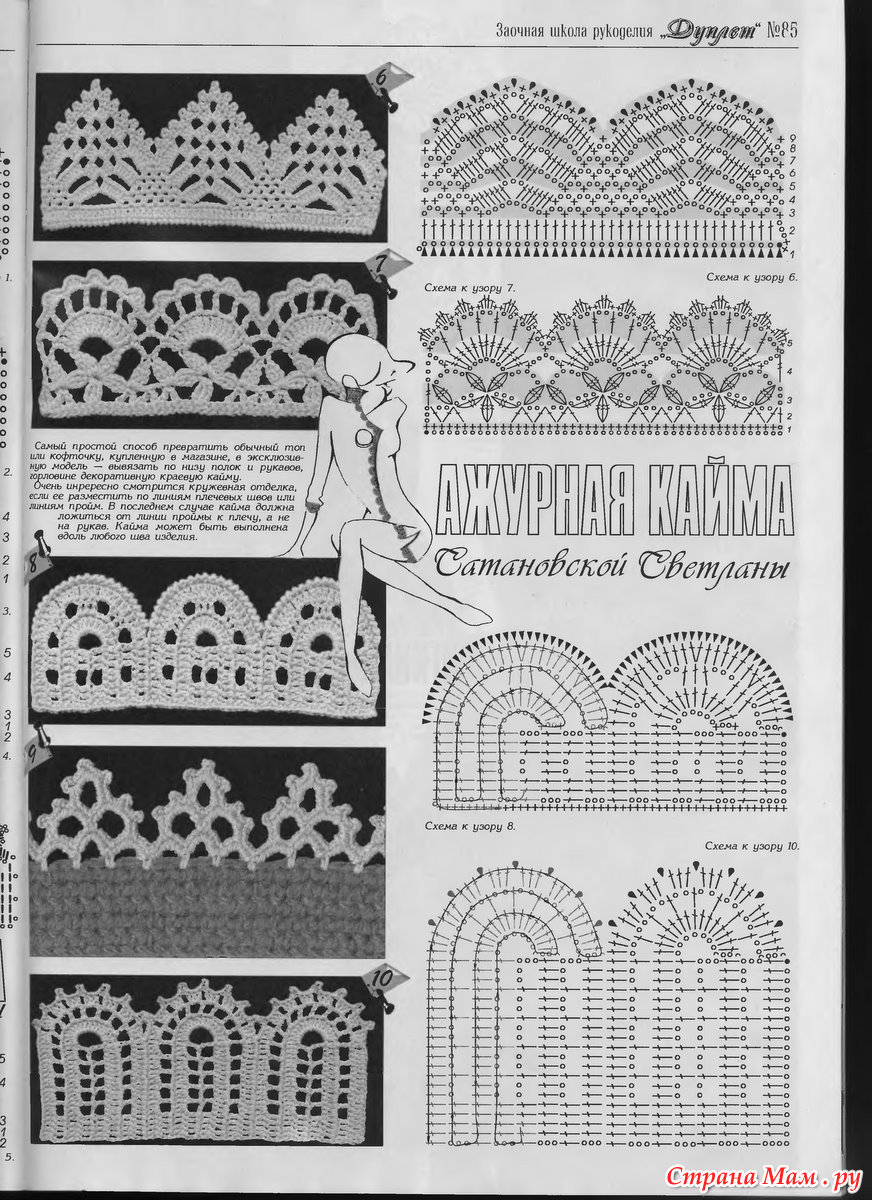Ажурный край крючком схемы