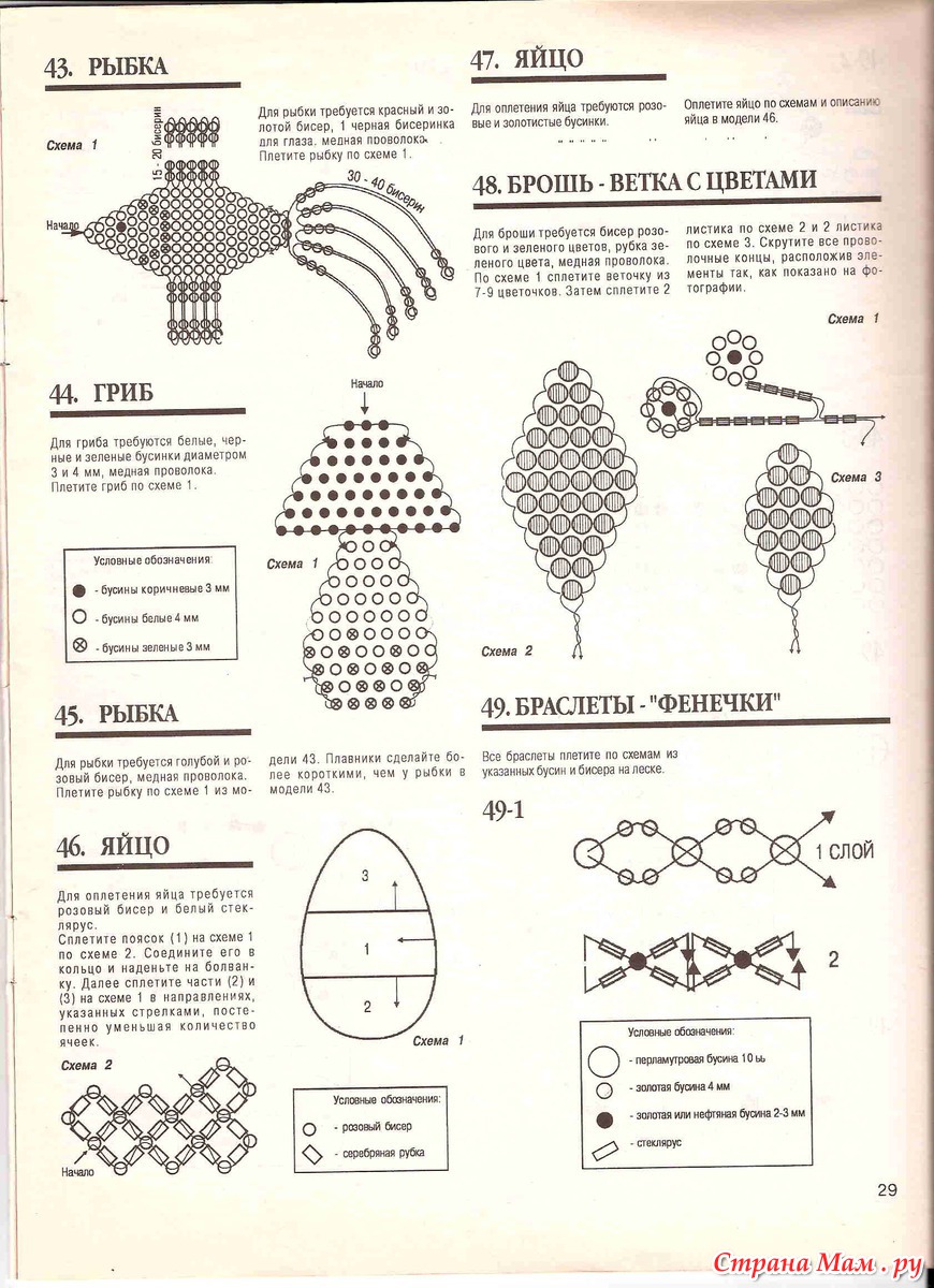 Гриб из бисера схема