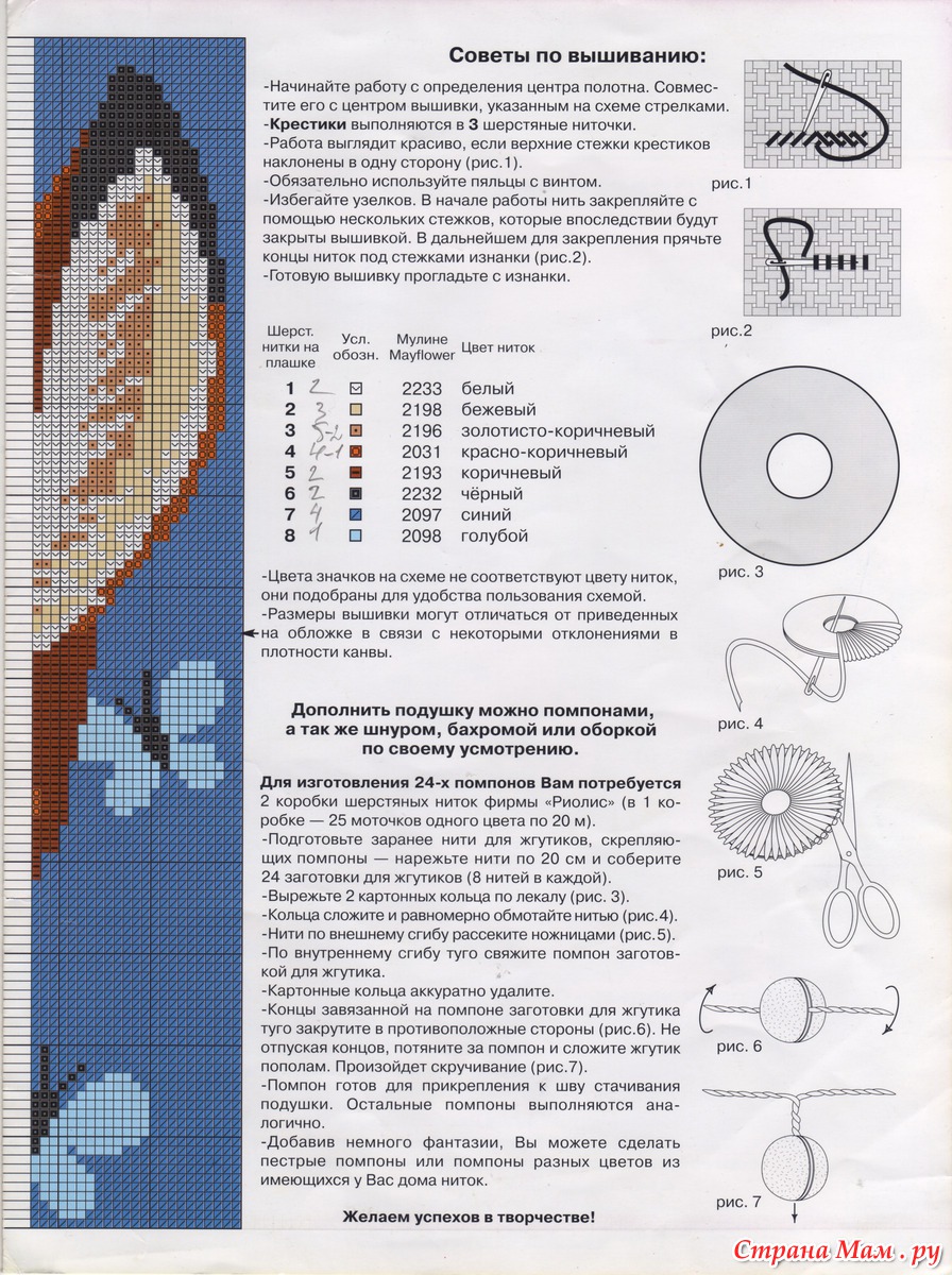 Схема вышивки подушки от риолис