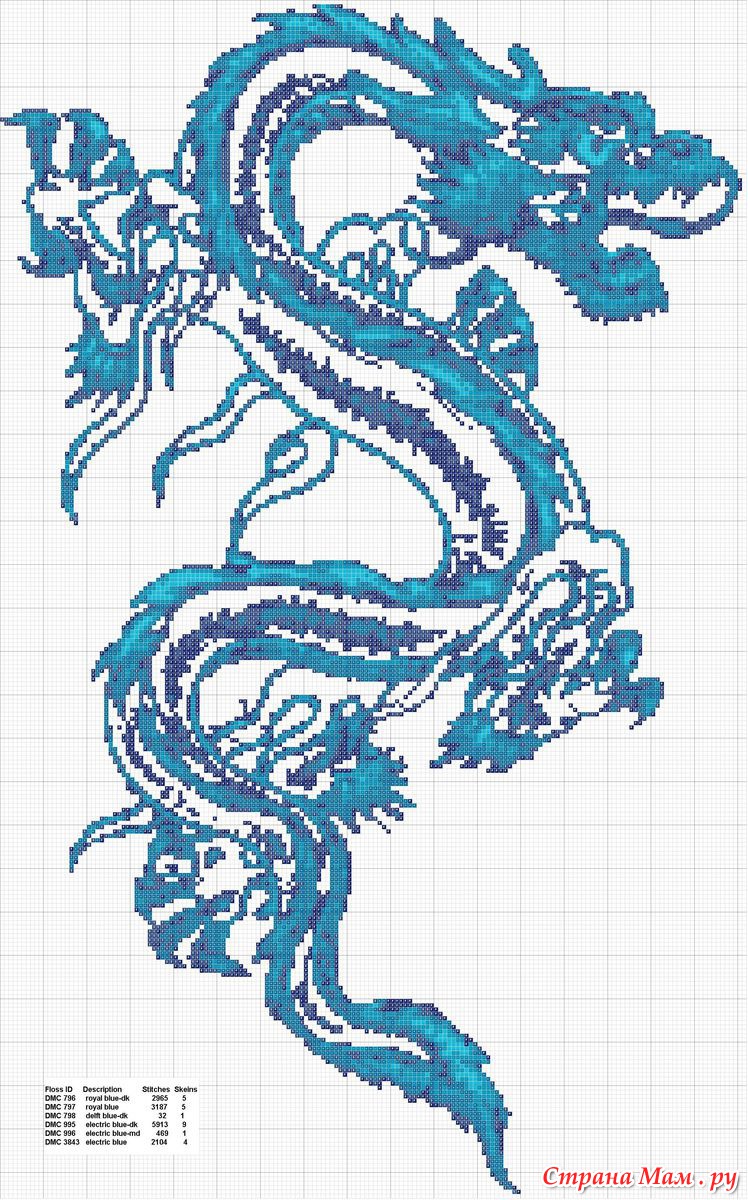 Монохромная вышивка дракон китайский