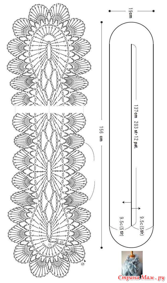 Вязаный шарф крючком схема