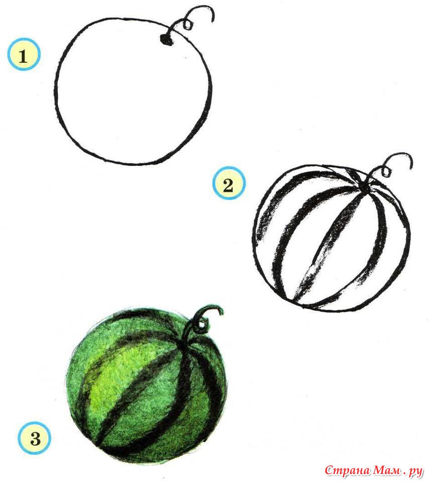 Как нарисовать арбуз красками