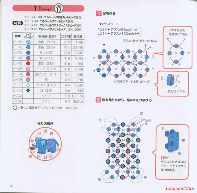Слон из бисера объемный схема