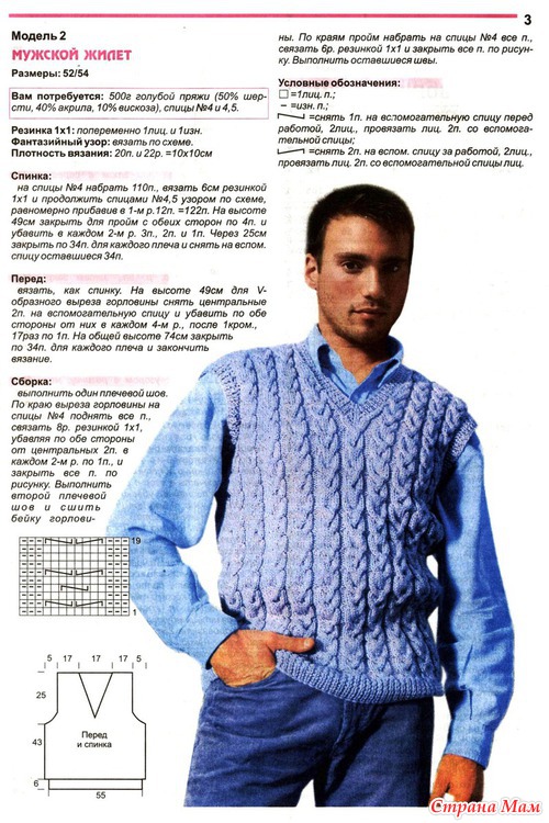 Мужской жилет. - Вяжем для наших мужчин - Страна Мам